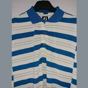 Men's FootJoy Large Blue Striped Golf Polo Shirt